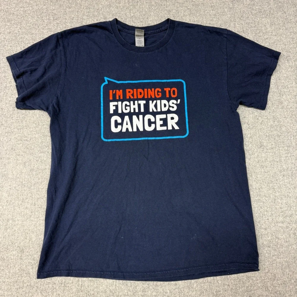 Gildan | Graphic T-Shirt | Large | Navy Blue | Great Cycle Challenge 2022 Cancer